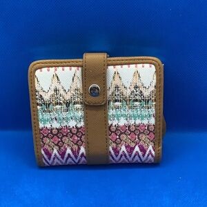 Icing Patterned Boho Women's Wallet with Brown Trim